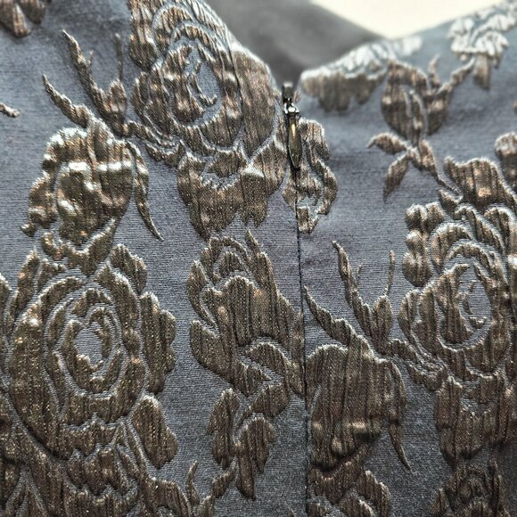 Kay Unger New York Black on Black Off the Shoulder Ruched Midi Bodycon Dress, 8 - Picture 9 of 10